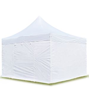 4x4 m Faltpavillon, PROFESSIONAL Alu 40mm, feuersicher, Seitenteile ohne Fenster, weiß