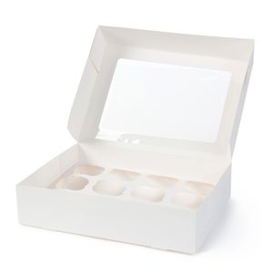 Cupcake Boxen mit PLA Fenster & Einleger, Größe:12er (25 Stück)