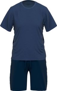 CECEBA Herren Schlafanzug, 2-tlg. Set - Shorty, kurz, Rundhals Blau S
