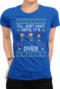Skelett Ugly Christmas - Weihnachten X-mas Weihnachtsgeschenk Damen T-Shirt, Blau, XL