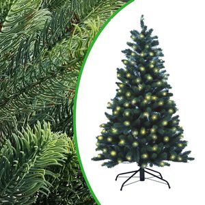 Premium Voll-PE Weihnachtsbaum 150 cm mit LED Belechtung inkl. Standfuß künstlicher Tannenbaum mit Stecksystem 100% aus PE Spritzguss Christbaum B1 schwer entflammbar Größe wählbar