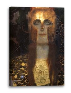 Leinwandbild (60x80cm): Gustav Klimt - Minerva oder Pallas Athena, echter Holz-Keilrahmen inkl. Aufhänger, handgefertigt in Deutschland