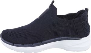Ital-Design Damen Freizeitschuhe  Textiloptik Sneakers Low 85878608 Dunkelblau Gr. 37