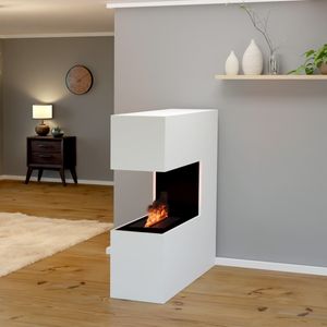 GLOW FIRE Elektrokamin 'Schiller' | Wasserdampf Kamin mit OMC 500 ohne Holz in weiß als Raumteiler | HxBxT: 120x120x37 cm