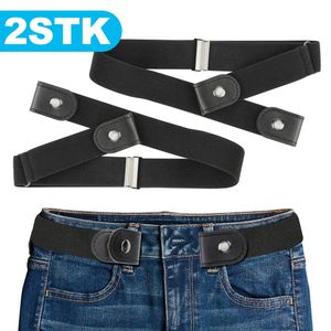 ["2x Stretchgürtel ohne Schnalle elastisch Gürtel Damen Herren bis 120cm Elastisch, Schwarz"],