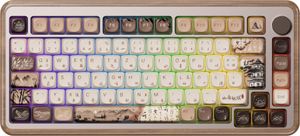 Akko MU02 75% Wooden Mechanical Gaming Keyboard VIA ISO-DE RGB Hot Swap BT5.0/2.4G Wireless &Type-C Wired(Akko Rosewood Switch, Linear)