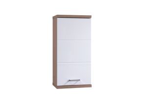 HOMEXPERTS Hängeschrank NUSA, Breite 35 cm, Badezimmerschrank mit Metallgriff, Front in Hochglanz weiß, Korpus in Eichen-Optik