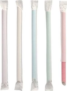 200 Bubble Tea Halme Papier Ø 12 mm · 20 cm farbig sortiert einzeln gehüllt. einseitig spitz