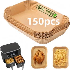 Backpapier für Heißluftfritteuse, 150 Stück – Airfryer Backpapier für Ninja, kompatibel mit 7.5-10L Princess, Dual Zone,Hochtemperaturwiderstand 230 °