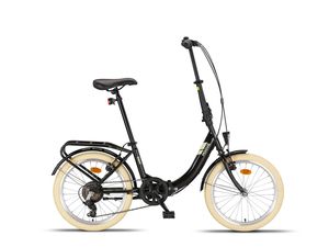 PACTO EIGHT - Vysoce kvalitní skládací kolo 27cm ocelový rám 20" dvoustěnné hliníkové ráfky 6 rychlostí Shimano skládací kolo Dutch bike black