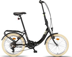 PACTO EIGHT - Vysoce kvalitní skládací kolo 27cm ocelový rám 20" dvoustěnné hliníkové ráfky 6 rychlostí Shimano skládací kolo Dutch bike black