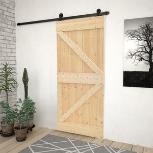 vidaXL Drzwi przesuwne z okuciem 90x210 cm lite drewno sosnowe