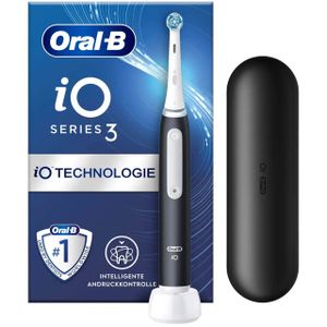 Oral-B iO Series 3 Matt Black mit Reiseetuie, Elektrische Zahnbürste (schwarz, Matt Black)