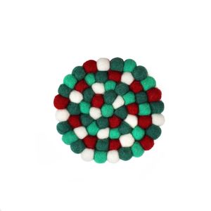 Topfuntersetzer aus Filz Bälle Design 10 cm grün/rot, Filzuntersetzer handgemacht