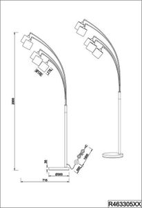 stojací lampa Tommy200 x 30 cm ocel/textil matná černá
