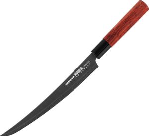 Samura OKINAWA Tranchiermesser Tanto 230 mm - Premium Japanisches Küchenmesser aus rostfreiem Stahl mit elegantem Stonewash-Finish für präzises Schneiden.