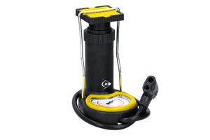Dunlop Mini Fußpumpe - Luftpumpe - Reifenpumpe - Inklusive 3 Adapter - Analoges Manometer - mit Aufbewahrungstasche