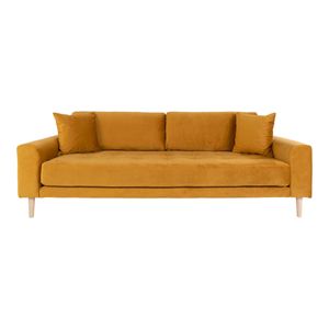 Lido Sofa 3 Pers Velour + 2  Kissen senfgelb Couch Garnitur Wohnzimmer Sitzmöbel