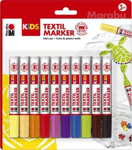 Marabu KiDS Textilmarker, 10 x 3 ml, 10er Blister