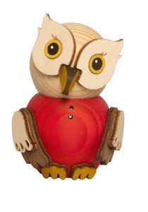 Drechslerei Kuhnert Holzfigur Mini Eule in rot aus Holz - ca. 7 cm - Echte Kunst aus dem Erzgebirge