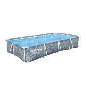 Bestway® Steel Pro™ Frame Pool Set mit Filterpumpe 366 x 201 x 66 cm, Blattform-Design, eckig