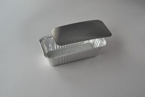 100 Stück Aluschalen R14L mit Deckel (217,5×112,5×54 mm), 887 ml