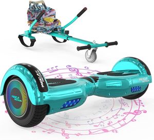 MEGA MOTION 6.5 Hoverboard mit sitz hoverkart GO-Kart für Kinder mit LED Leuchten & Bluetooth Musik Skateboard