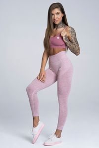 Gym Glamour Leggings Seamless - dámské bezešvé legíny - barva: Pink Melange, velikost: M