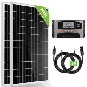 240W Solarmodul Solarpanel Kit 2x120Watt 12V Monokristallin Photovoltaik Balkonkraftwerk Wohnmobil Camping Pumpen