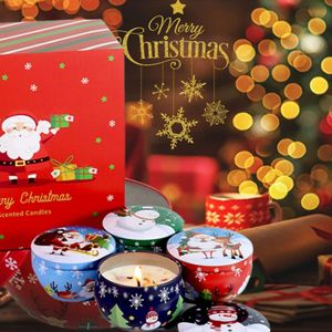 jinaishop 4er Pack weihnachts Duftkerzen,natürliches Sojawachs, Duftkerzen Geschenkset, Weihnachts Aromatherapie Duftkerzen, Weihnachtsgeschenke