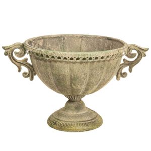 SIDCO Blumentopf Metall Übertopf oval Schale Pokal Deko Vintage Garten Gartenvase Aged
