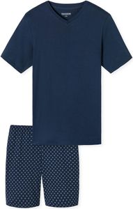 Schiesser Casual Essentials Schlafanzug Set aus Kurzarm-Shirt und kurzer Hose, Hose mit seitlichen Taschen, Lässige Passform