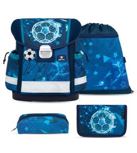 Belmil 403-13/AG/S Schulranzen Set 4 - teilig ergonomischer Schulranzen Jungen  1. klasse 2. klasse 3. klasse - Super Leicht 930-990 g/ Grundschule (403-13/AG/S Footballers)