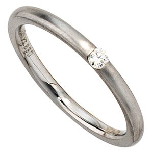 JOBO Damen Ring 950 Platin mattiert 1 Diamant Brillant 0,06ct. Größe 56