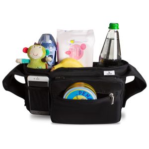 Bergsteiger Kinderwagen Organizer Plus, abnehmbare Zusatztasche, Smartphone-Extrafach, zwei isolierte Getränkehalter, für alle Kinderwagen und Buggy, Bergsteiger Kinderwagen-Zubehör