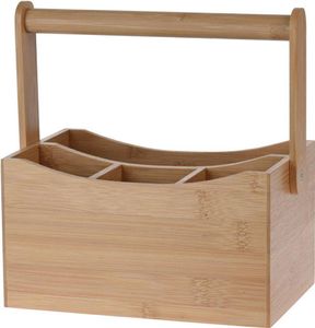 Excellent Houseware Küchenutensilienregal/ Arbeitsplattenorganisator - 20 x 14 x 24 cm - Bambusholz - mit Griff