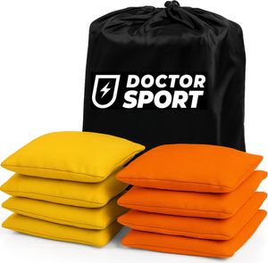 Dr Sport - Original Cornhole Bean Bag Set (8er) - 4 Gelb & 4 Orange - Cornhole Säckchen- Robuste Qualität - 400g 15x15cm
