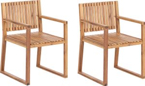 BELIANI Sada 2 zahradních jídelních židlí Světlé  akátové dřevo 80 x 59 cm Rustikální styl