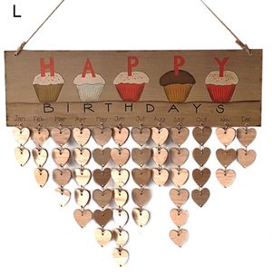 1set Freunde Kalender Ornament einfach zu bedienen breite Anwendung exquisite Geburtstagserinnerung Kalenderdekoration aus Holz für Zuhause-L