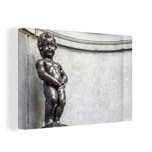 OneMillionCanvasses® - Leinwandbilder - 120x80 cm, Manneken pis in Brüssel, Wandbilder Kunstdruck Wanddekoration - Wanddekorationen - Wohnzimmer