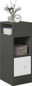 EUGAD Nachttisch schmal, mit Ablagen Schublade, Nachtschrank, Dunkelgrau