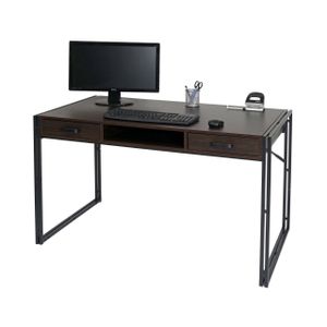 Písací stôl HWC-A27, kancelársky stôl počítačový stôl, 122x70cm 3D štruktúra ~ tmavohnedá