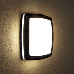 LUMILED zewnętrzna lampa ścienna zewnętrzna lampa ogrodowa oświetlenie korytarza oświetlenie tarasu fasada IP44 czarny kątowy aluminiowy PC 230V gniazdo E27 maks. 12W