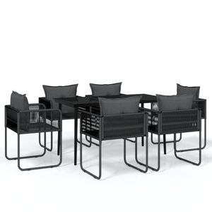 Gartenmöbelset 7-tlg. Outdoor-Essgarnitur 6 Personen Schwarz
