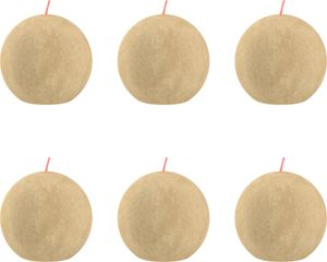 Bolsius - Rustikale Kugelkerze - Ø76mm - Haferbeige - Vorteilspack - 6 Stücke