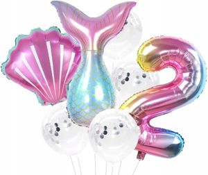 Balony - Kolory syrenki - Dekoracja - Konfetti - Hel - Elegancja - Uroczystość