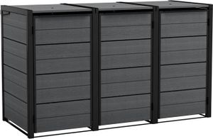 Keter Mülltonnenbox "Hide Away" Anthrazit 1x 240 L (Erweiterung) - 67x84x121 cm - naturgetreue Holzoptik - Universalbox, Gerätebox, Gartenbox
