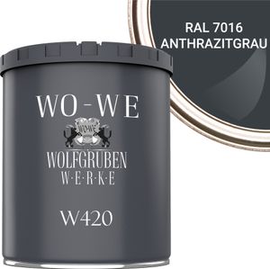 Holzfarbe Holzlack Holzanstrich Holzbeschichtung W420 - Anthrazitgrau RAL 7016 - 750ml