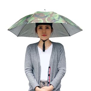 Sonnenschirm Hut Damen Herren Regenschirm Kappe Kopfbedeckung Outdoor Anglerhut (Tarnung)