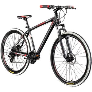 Galano Ravan Mountainbike 29 Zoll für Damen und Herren 175 - 190 cm Downhill Bike MTB Hardtail Fahrrad 24 Gänge Mountain Bike, Farbe:schwarz/rot, Rahmengröße:48 cm